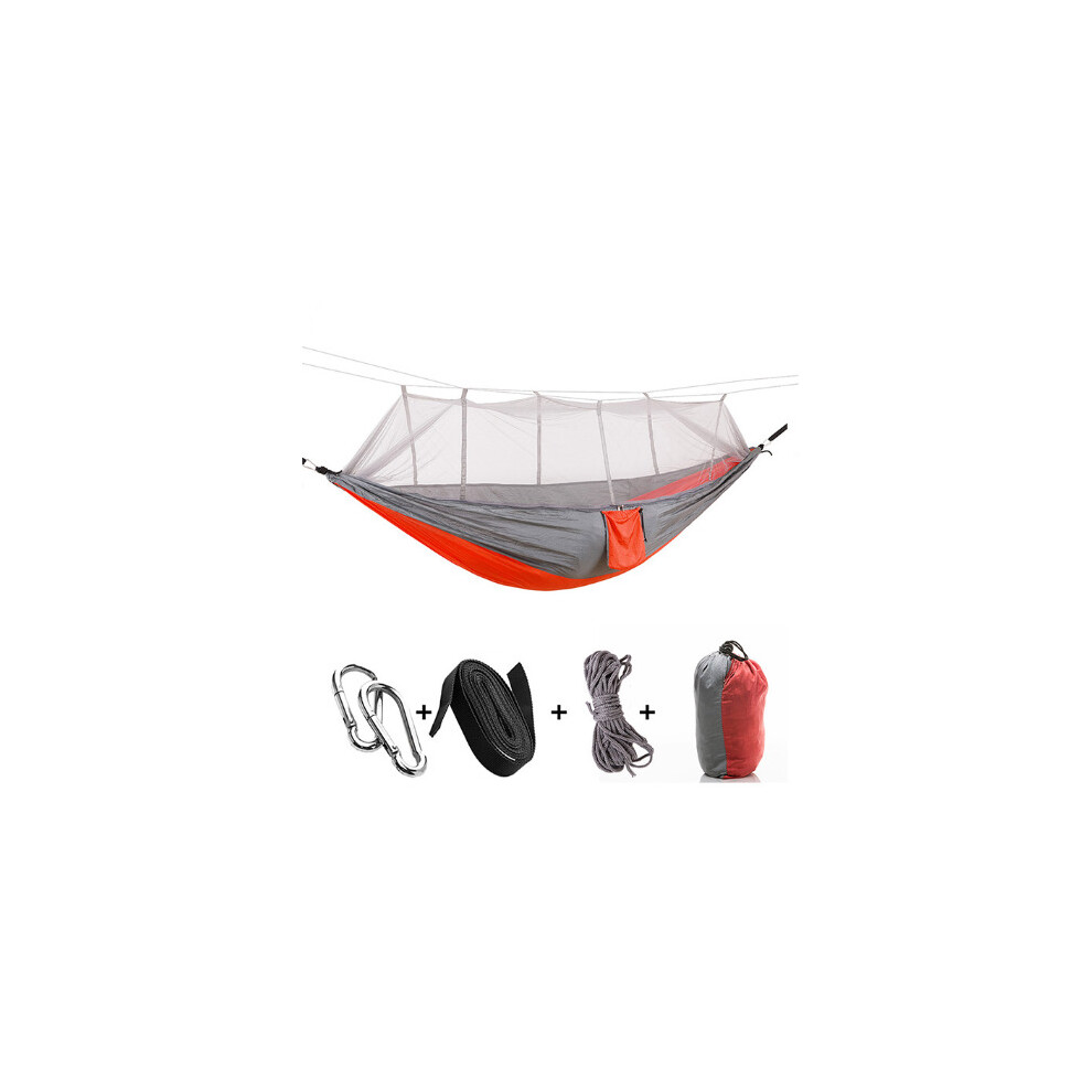 (Orange) Ultralight Parachute Hammock Hunting Mosquito Net Double Person Sleeping Bed Garden Outdoor Camping Portable Hammock