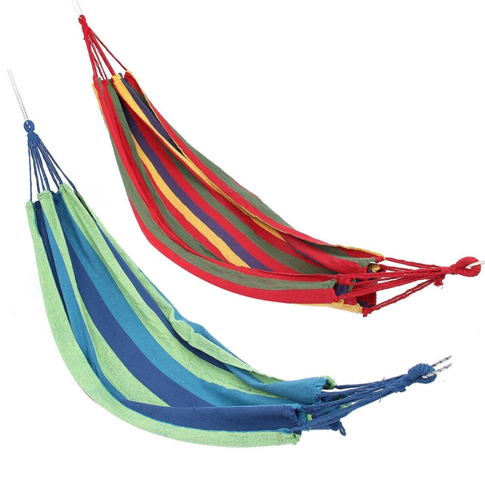 (Rainbow) Double Large Swing Hammock Canvas Camping Hang Bed Garden Travel Beach Outdoor Chair