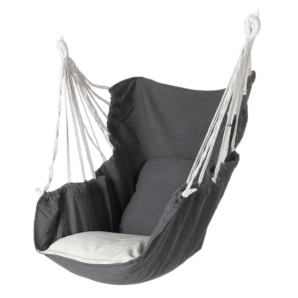 (Grey) Max Load 200KG Hanging Rope Chair Hammock Swing Seat Indoor Outdoor Patio Porch Garden Supplies