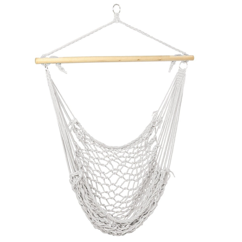 (White) Hammock Chair Swing Rope Seat Net Chair Tree Outdoor Patio Indoor 200kg