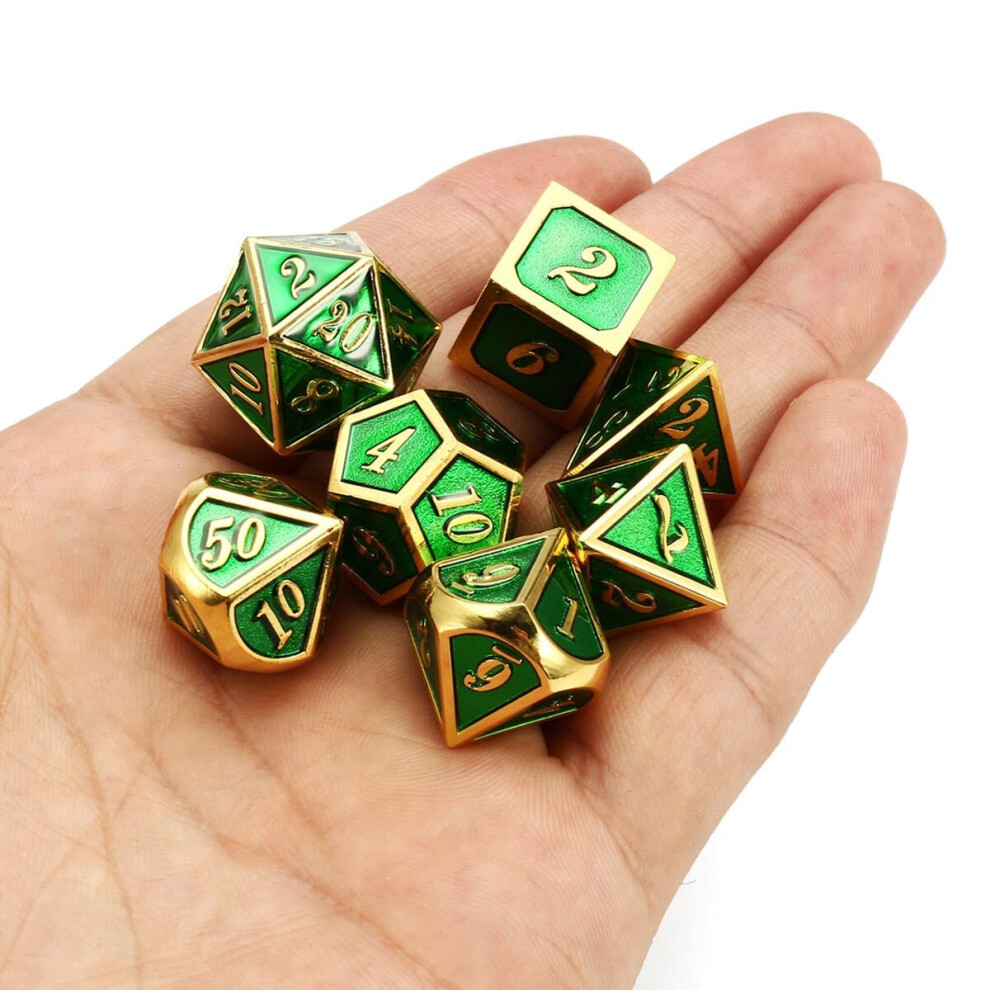 () 7pcs Zinc Alloy Multisided Dices Set Enamel Embossed Heavy Metal Polyhedral Dice With Bag