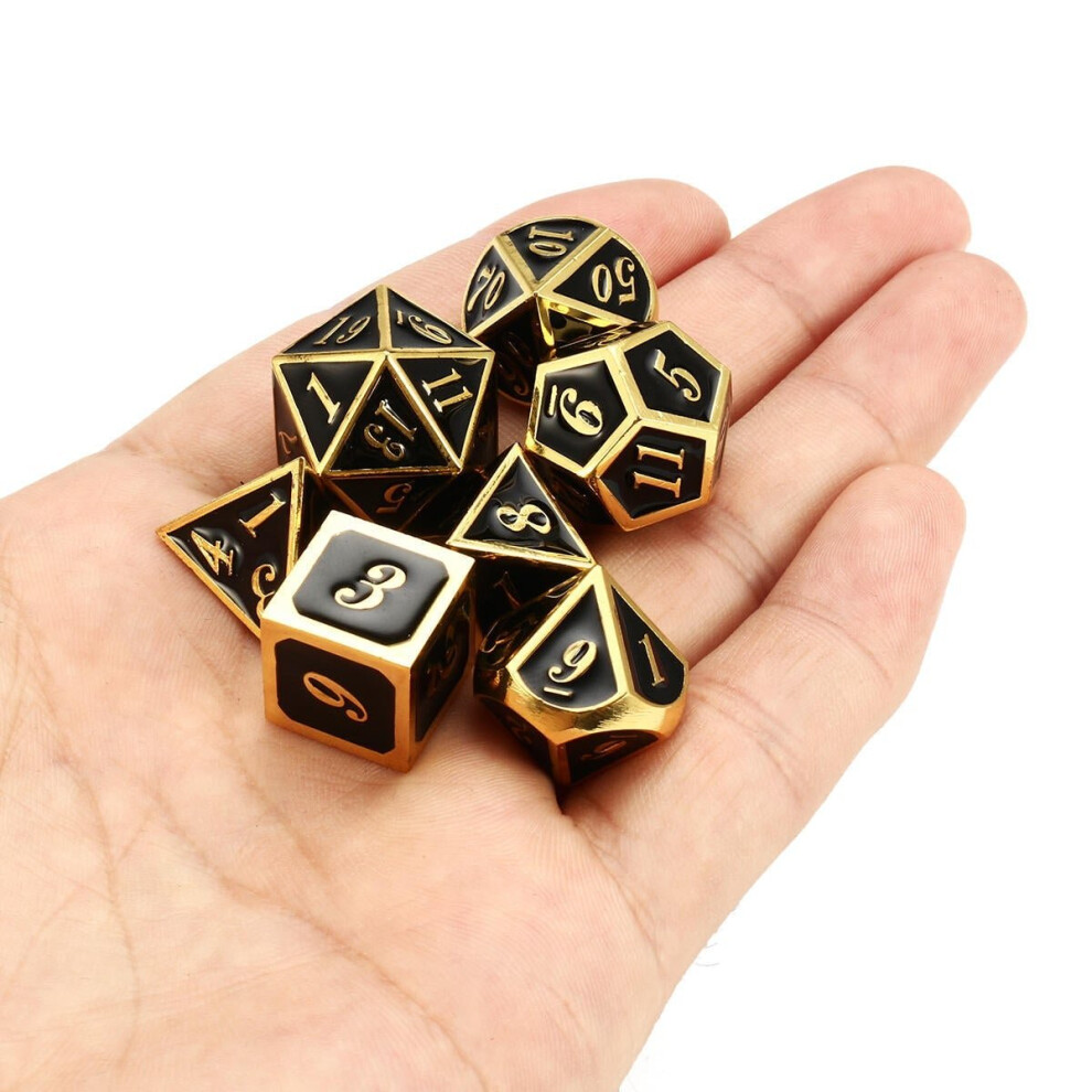 () 7pcs Zinc Alloy Multisided Dices Set Enamel Embossed Heavy Metal Polyhedral Dice With Bag