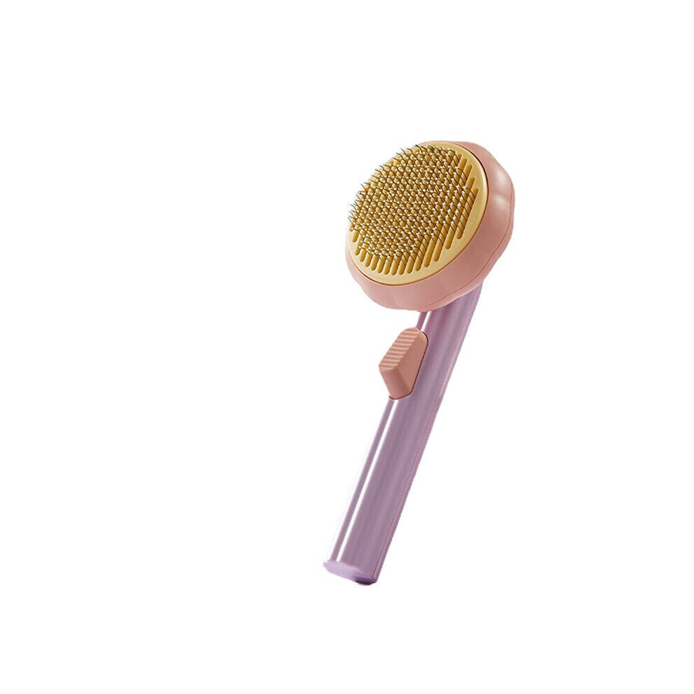 (Lilac Purple) Multi-color Self Cleaning Comb Grooming Brush Tool for Dog Cat Rabbit