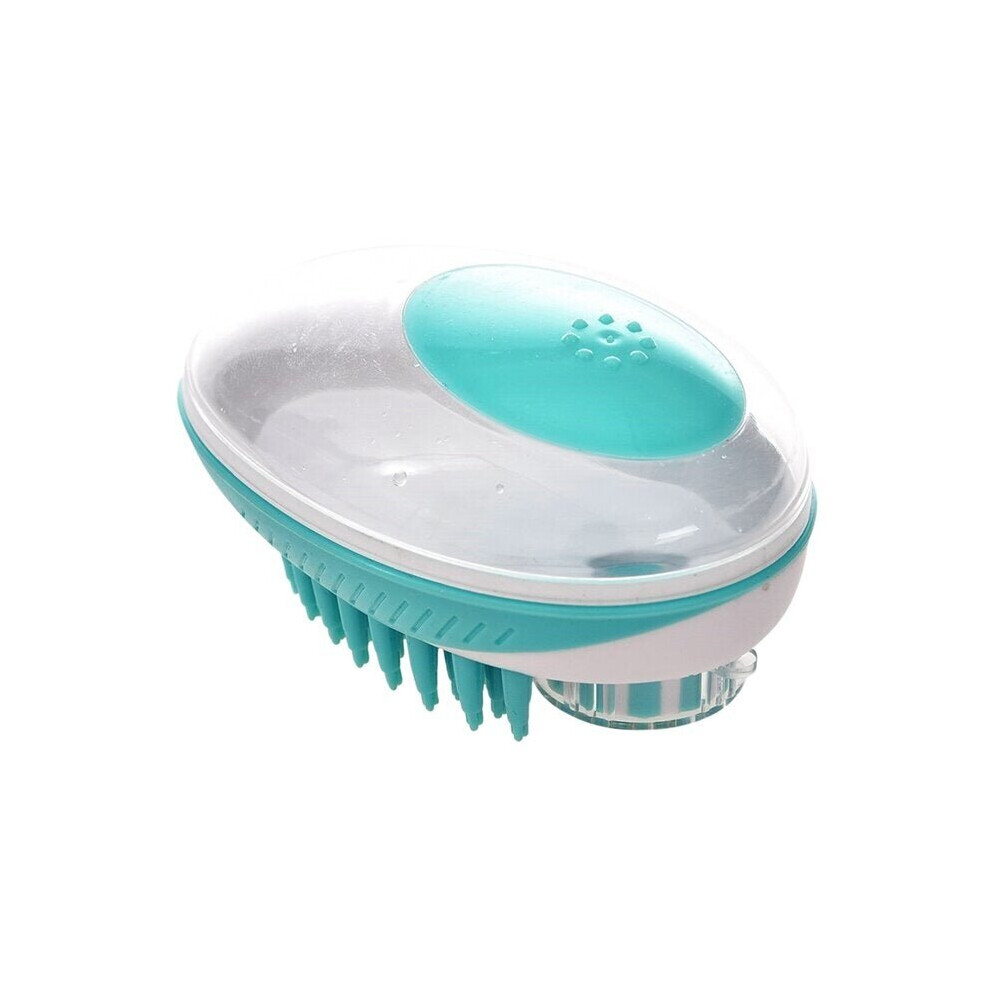 (Green) Multifunction Cleaning Comb Cat Soap Rubber Pet Bath Brush Dogs Grooming Tools Shampoo Dispenser