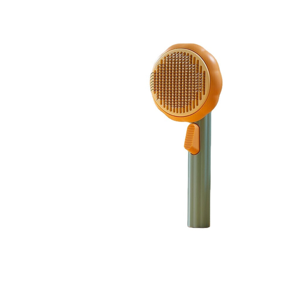 (Pumpkin Color,) Multi-color Self Cleaning Comb Grooming Brush Tool for Dog Cat Rabbit