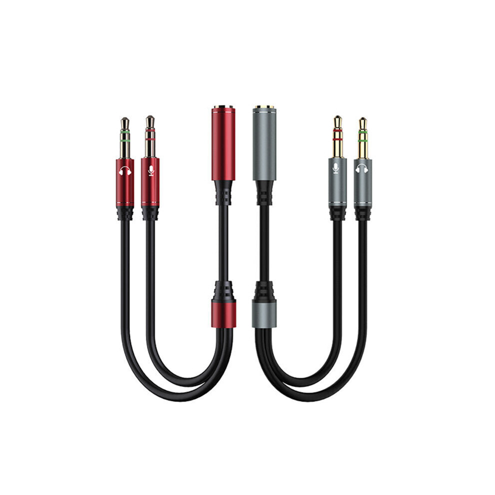 Photos - Cable (video, audio, USB) GreenZech  3.5mm Male to Aux to Dual 3.5mm Female Audio Cable Adapter with Mic for Wired Earphones Mobile Phone (Grey)