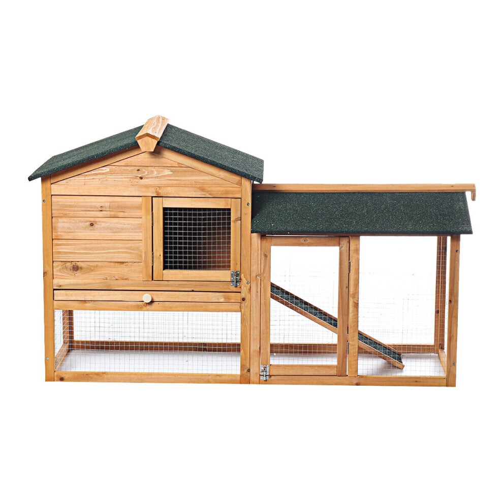 57.8" Large Pet Rabbit Bunny Hutch Run Chicken Coop Guinea Pig Cage Animal House