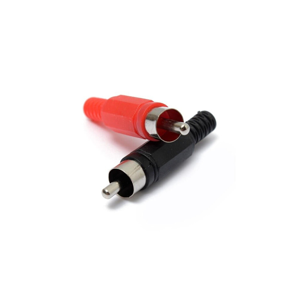 2Pcs Solder Rca Phono Male Plug Audio Video Connectors Black/Red/Silver 3654659443519