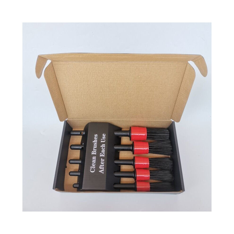 ( Color Box) 5Pcs Car Detailing Brush Detail For Cleaning Wheels Engine Emblems Air Vents Set Red 694765995345