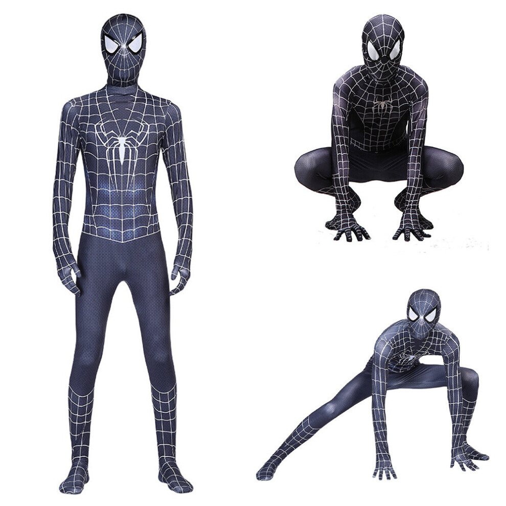 (11-12 Years) Kids Boys Venom Spider-Man Superhero Cosplay Costume Jumpsuit Halloween Fancy Dress