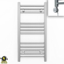 (300 x 700mm (BTU: 588), With MOA Thermostatic Element) 300mm Wide Chrome Electric Towel Rail With Thermostatic Element
