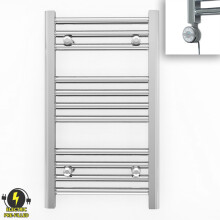 (350 x 600mm (BTU: 554), With MOA Thermostatic Element) 350mm Wide Chrome Electric Towel Rail With Thermostatic Element