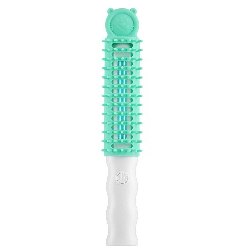 (Green) Pet Comb USB Portable Handheld Ultraviolet Cat Dog Hair Brush UV Sterilization Dog Brush Massaging Brush