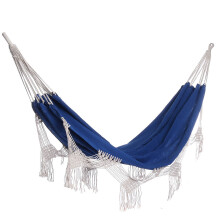 (Blue) Double Hammock 2 Person Extra Large Canvas Cotton Hammock for Patio Garden Backyard Lounging Outdoor and Indoor