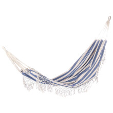 (Blue Stripe) Double Hammock 2 Person Extra Large Canvas Cotton Hammock for Patio Garden Backyard Lounging Outdoor and Indoor
