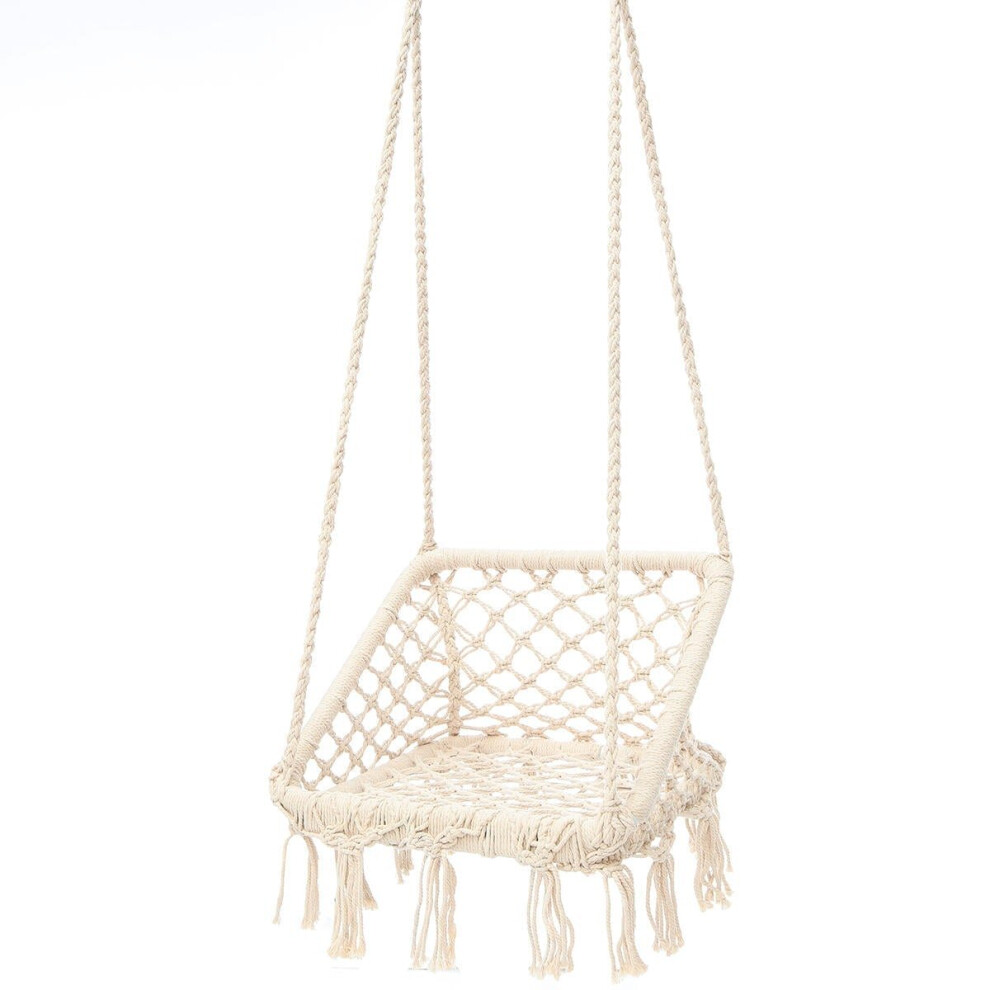 Macrame Hammock Chair Cotton Seat Rope Hammock Tassel Swing Bed Porch