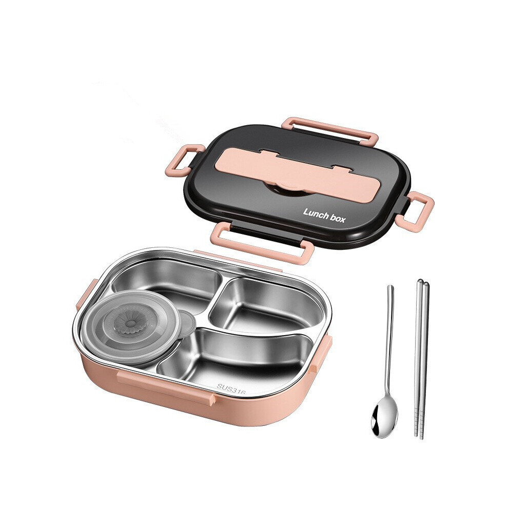 304 Stainless Steel Lunch Box Bento Box For Kids office Soup bowl with spoon and chopsticks Lun