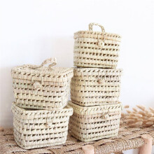 Handmade Rattan Basket Cute Kids Storage Picnic Handbag Baby Room Nursery Decor Wicker Organize