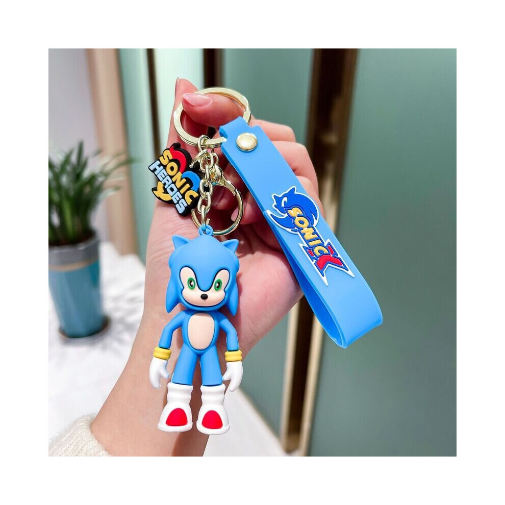 (Blue) Knuckles Sonic The Hedgehog Sega Keyring Keychain Cute Cartoon Pendant Bag Charm Blue