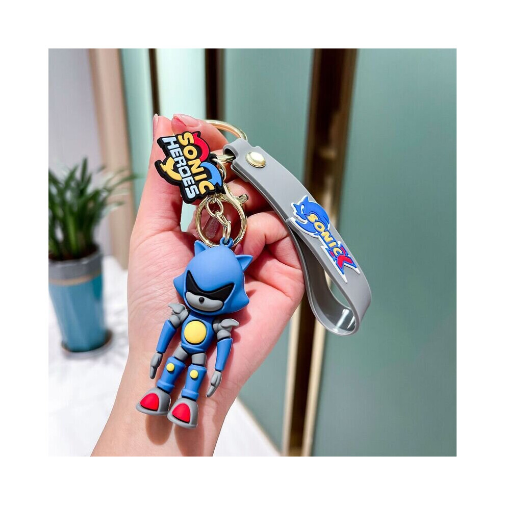 (Dark Blue) Knuckles Sonic the Hedgehog Sega Keyring Keychain Cute Cartoon Pendant Bag Charm