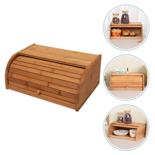 1Pc Wooden Kitchen Bread Box Household Storage Bin Practical Food Container Kitchen Environment