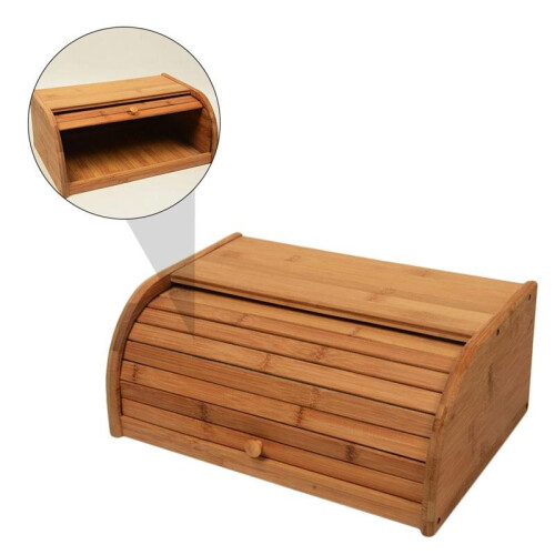1Pc Wooden Kitchen Bread Box Household Storage Bin Practical Food Container Kitchen Environment 1
