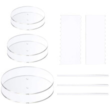 Acrylic Round Cake Disk Set - Cake Discs Circle Base Boards with Center Hole - 2 Comb Scrapers