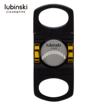 LUBINSKI Metal Cigar Cutter Golden Pocket Cigar Guillotine With Holder Stand Gift Box