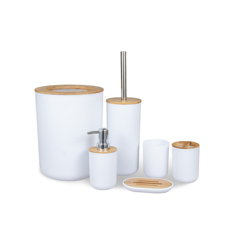 Dish Waste Bin Cup Bamboo Wooden Bathroom Accessories Set Toilet Brush Soap Dispenser Kitchen C