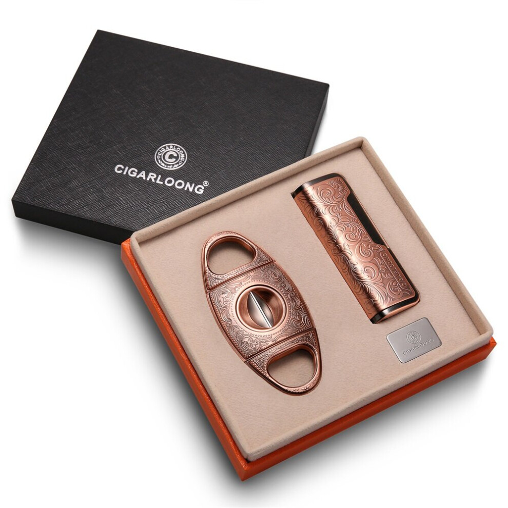 Cigar Cutter And Lighter Set Windproof Torch Lighter Sharp Cutter Guillotine V Cut Luxury Cigar