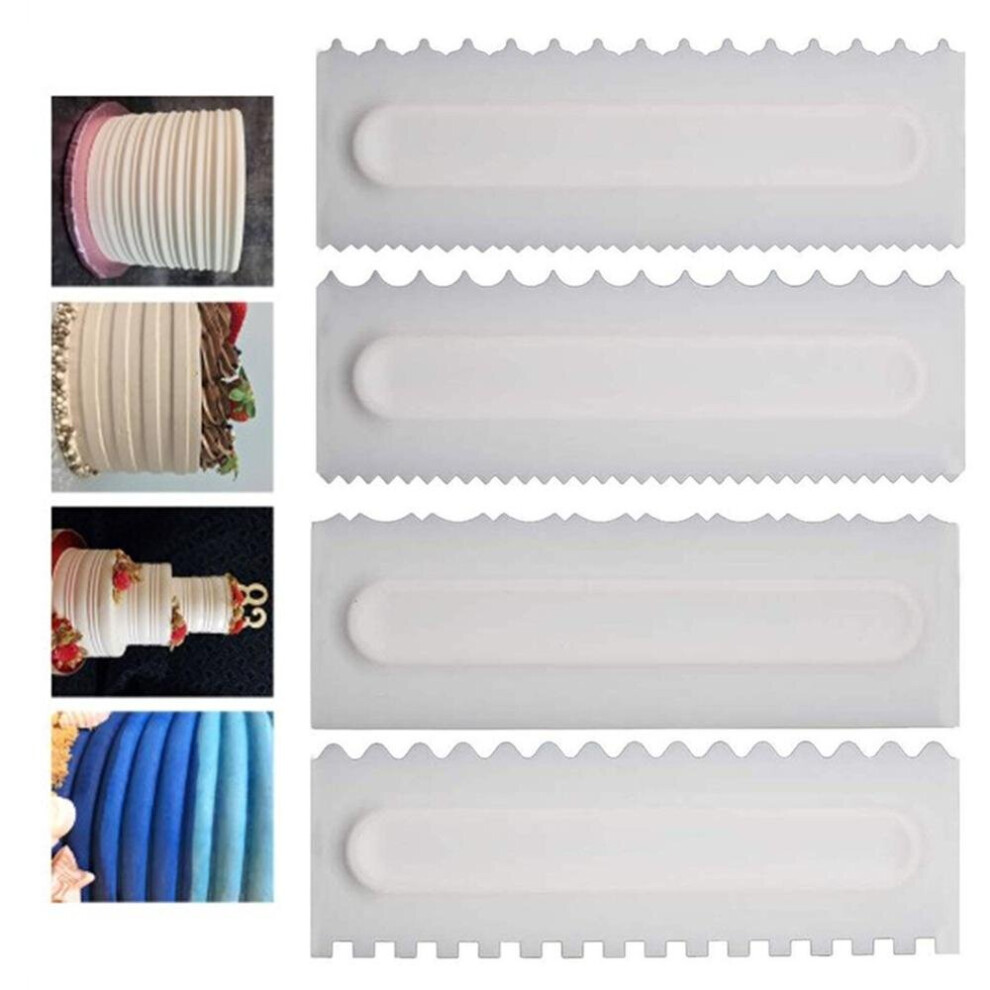 4Pcs/Set DIY Cake Decorating Comb Cake Scraper Smoother Cream Decorating Pastry Icing Comb Fond