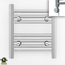 (400 x 400mm (BTU: 387), With MOA Thermostatic Element) 400mm Wide Chrome Electric Towel Rail With Thermostatic Element