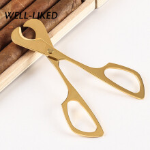 Double Blades Stainless Steel Cigarette Gold Color Cigar Cutter Scissors Pocket Gadget Zigarre
