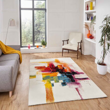 (160 x 220 cm) Modern Abstract Contemporary Rug  Multi Coloured Funky Colourful Rainbow Rug Small Medium Large Carpet Mat  By Think Rugs