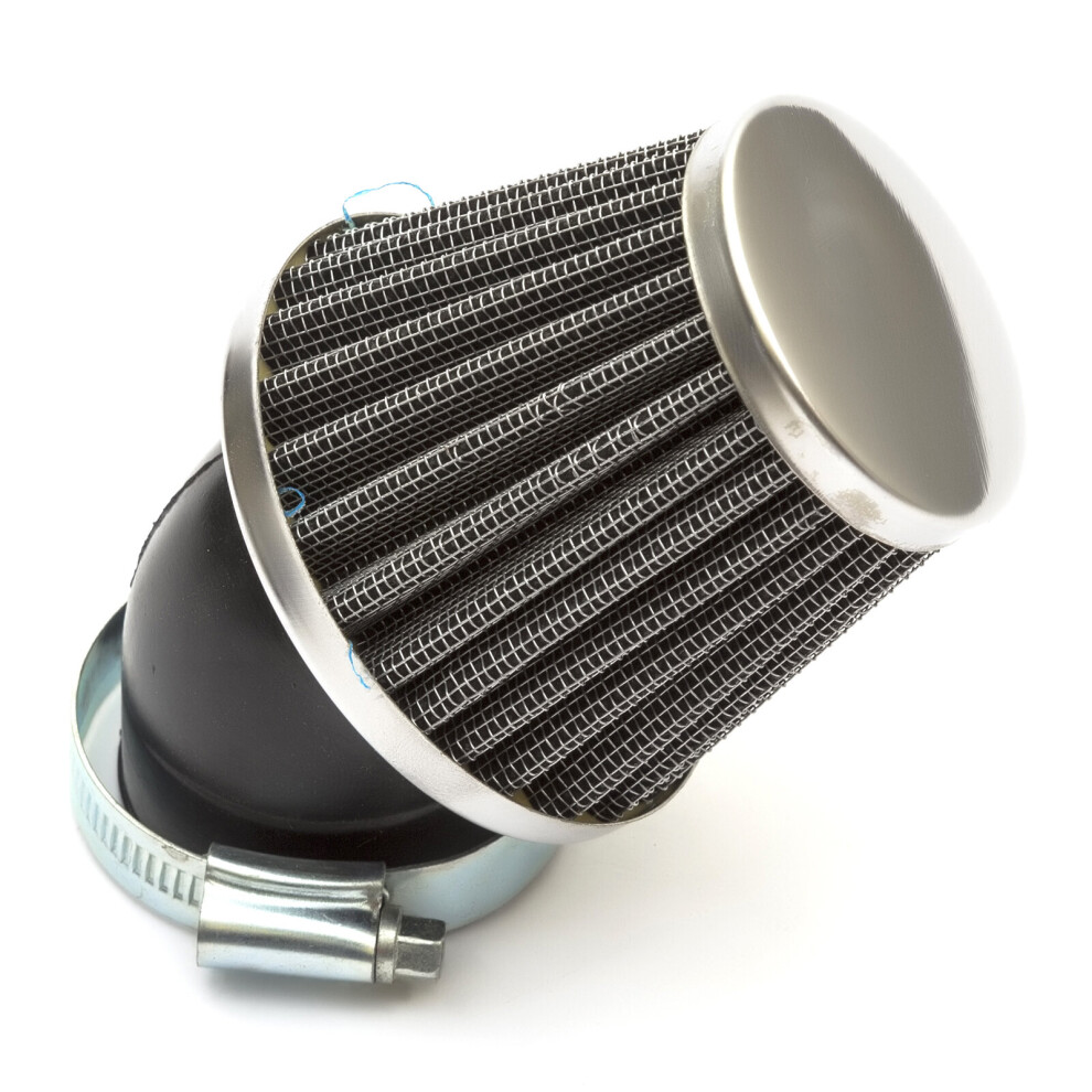50Mm Motorcycle Air Filter Performance Mushroom Style High Flow Bent Neck Silver 5056213557737