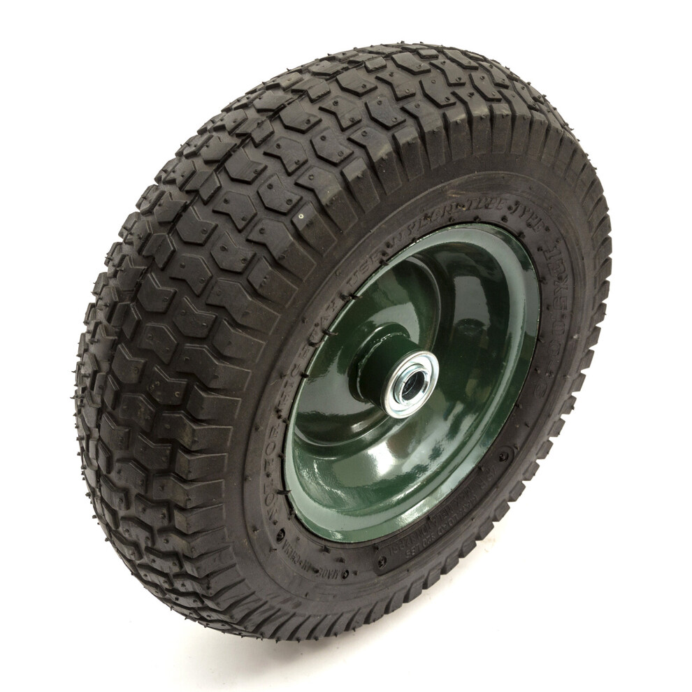 13 Inch 13x5.00-6 Green Metal Wheel & Tyre 4 Ply With Bearings Garden Trolley