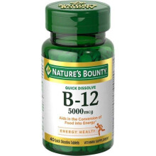Nature's Bounty Vitamin B-12 Tablets, 5000 mcg, 40 Ct