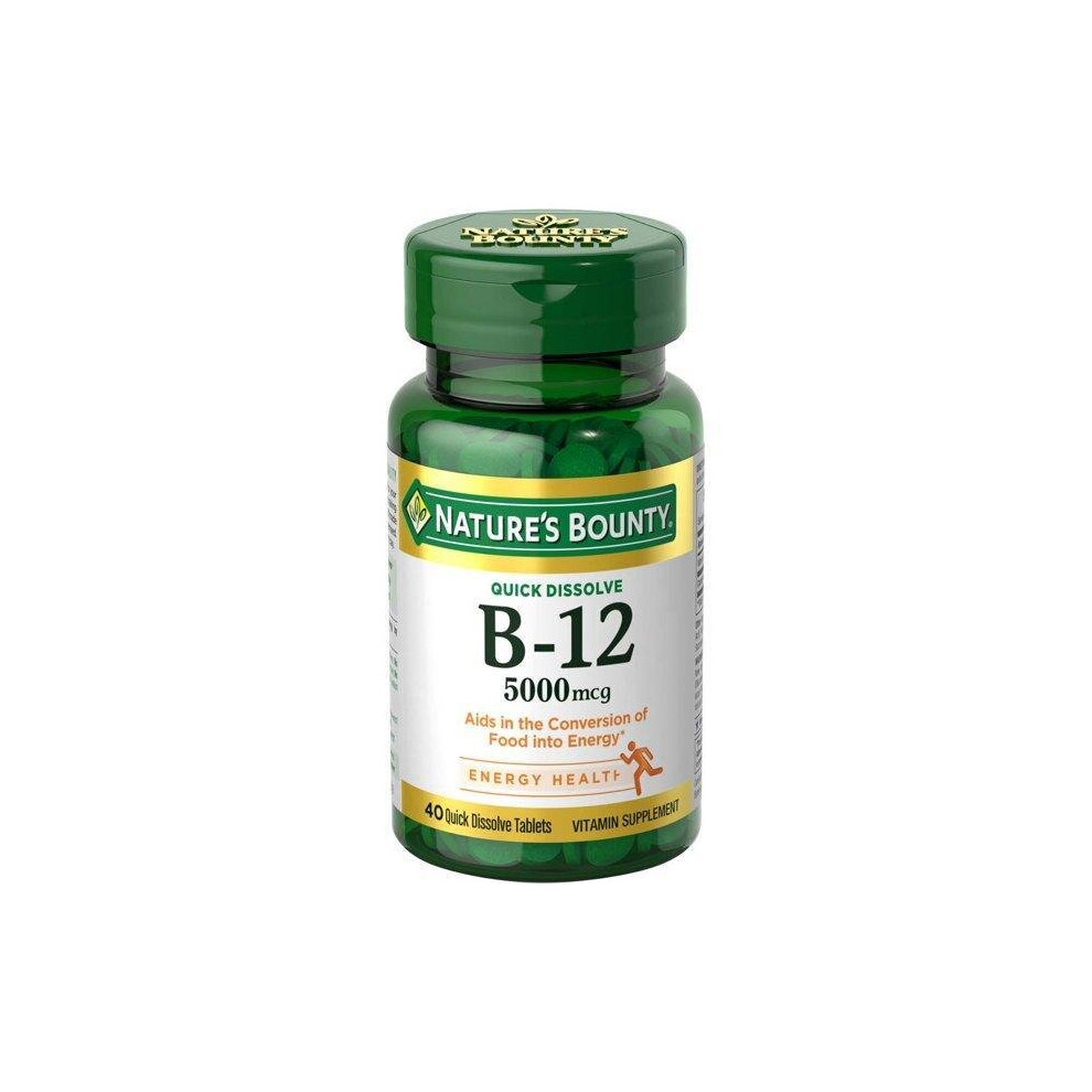 Nature's Bounty Vitamin B-12 Tablets, 5000 mcg, 40 Ct