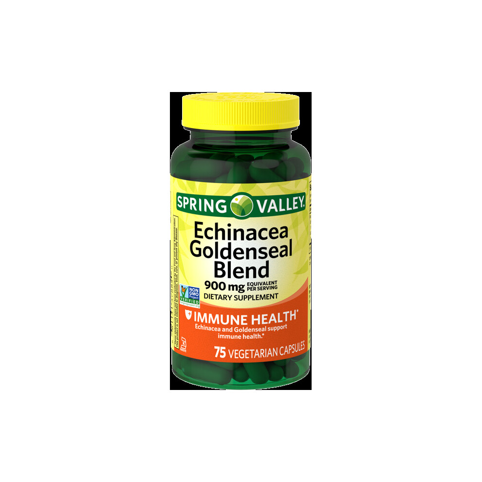 Spring Valley Echinacea Goldenseal Blend Vegetarian Capsules, 900 Mg, 75 Count