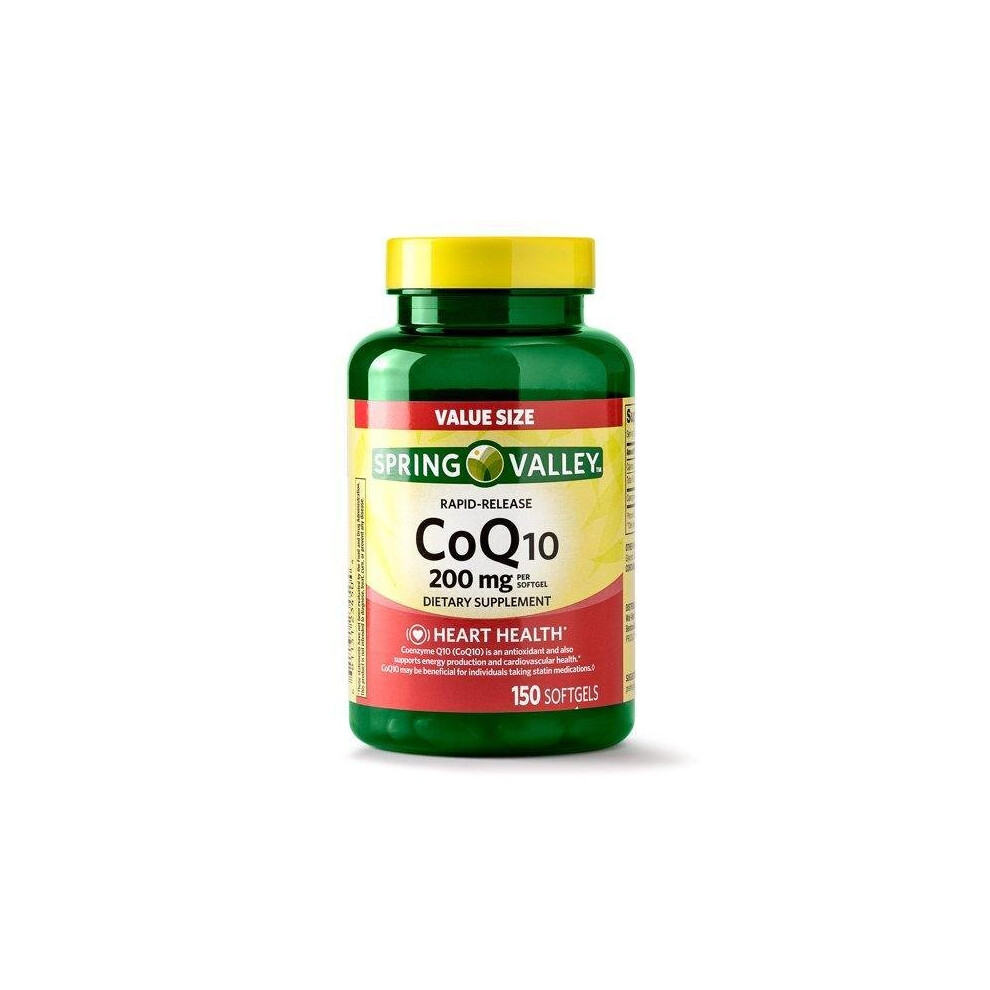 Spring Valley Coq10 Rapid Release Softgels, 200Mg, 150 Count
