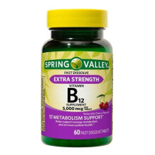 Spring Valley Extra Strength Vitamin B12 Fast Dissolve Tablets, 5000 mcg, 60 Ct