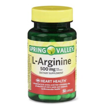 Spring Valley L-Arginine Capsules, 500 mg, 50 Ct