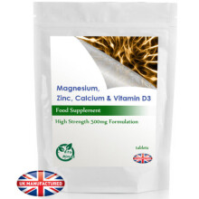 Calcium, Magnesium, Zinc & Vitamin D3 – 60 UK-Made Tablets for Strong Bones & Immune Support