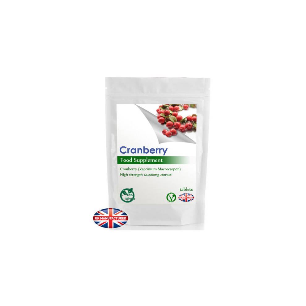 Cranberry 12000mg Extract 60 Tablets | Cystitis, Urinary Bladder | UK