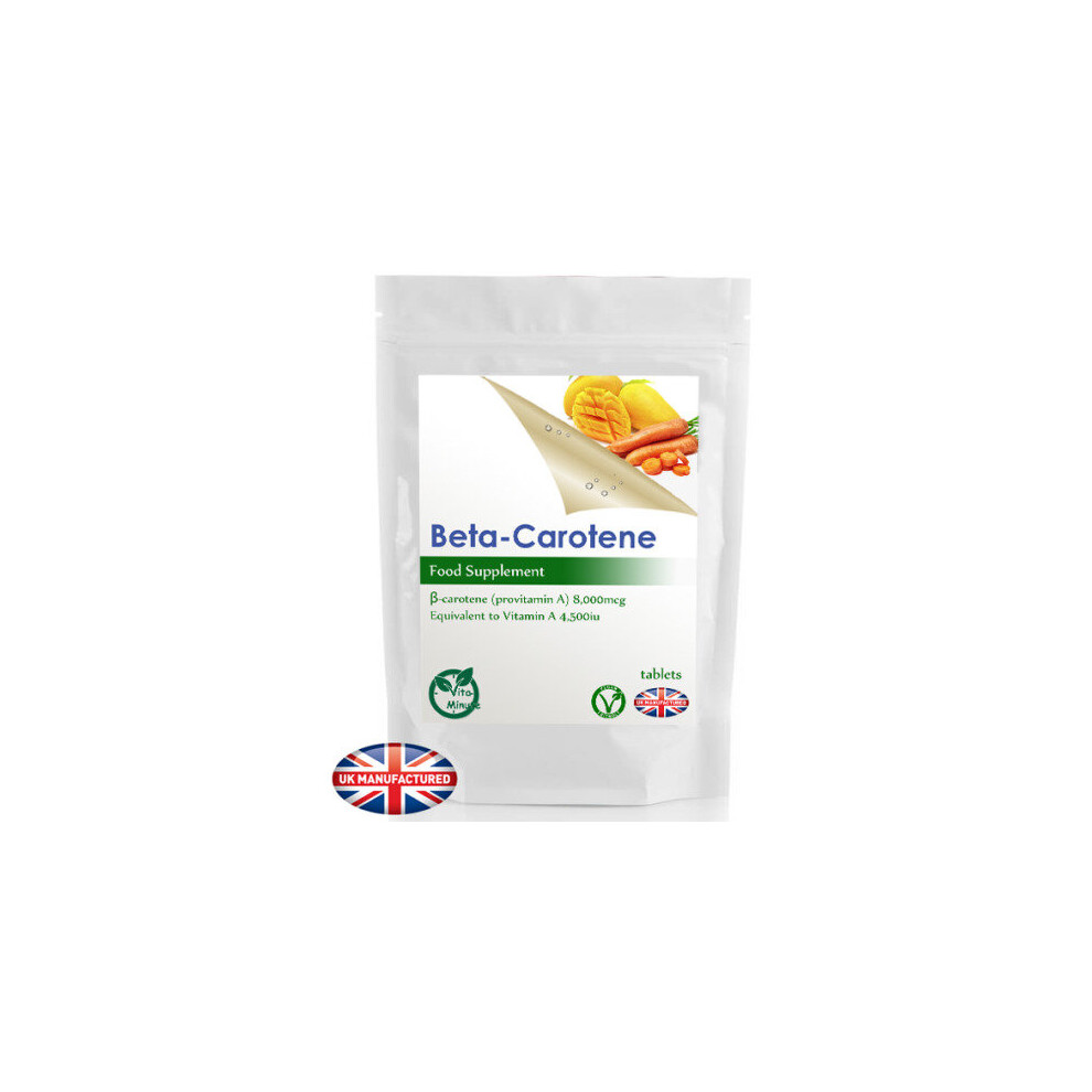 Vitaminute Beta-Carotene 8Mg (Vitamin A) 100 Tablets Â Eye & Skin Health, Vegan, Uk-Made