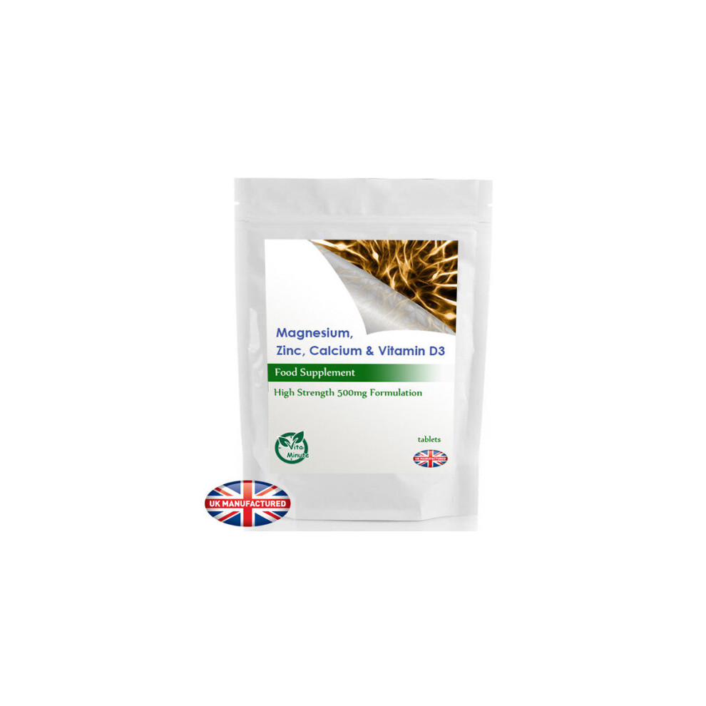 Calcium, Magnesium, Zinc & Vitamin D3 - 90 Tablets for Bones & Teeth