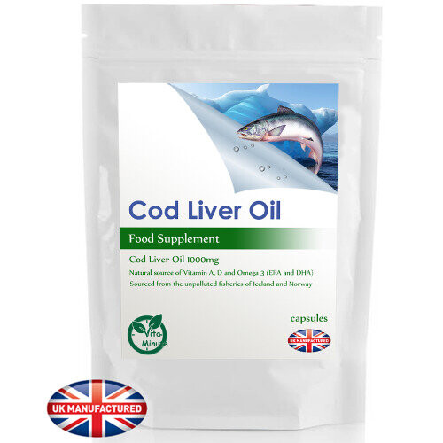 Cod Liver Oil 1000mg (90 Capsules) Omega 3, EPA & DHA, Vitamins A & D on OnBuy