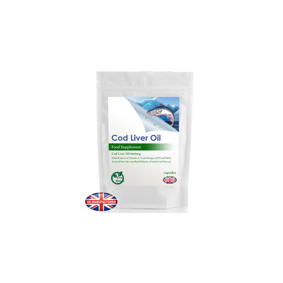Vitaminute Cod Liver Oil 1000Mg (90 Capsules) Omega 3, Epa & Dha, Vitamins A & D