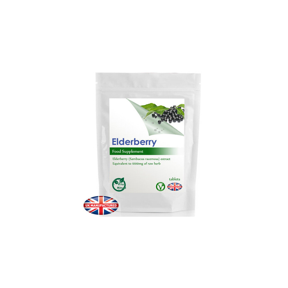 Vitaminute Elderberry 1000Mg Extract - 100 Tablets (V) Cold & Flu, Blood Health