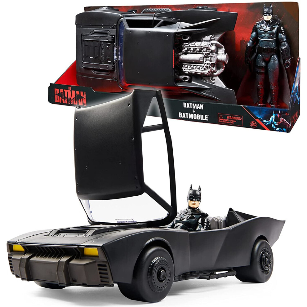 DC Comics, Batman Batmobile with 30-cm Batman Figure, The Batman Movie Collectible, Kids' Toys for Boys and Girls Aged 4 and up